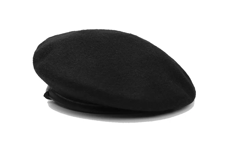 肯默羊毛贝雷帽女款可调节蓓蕾帽黑色