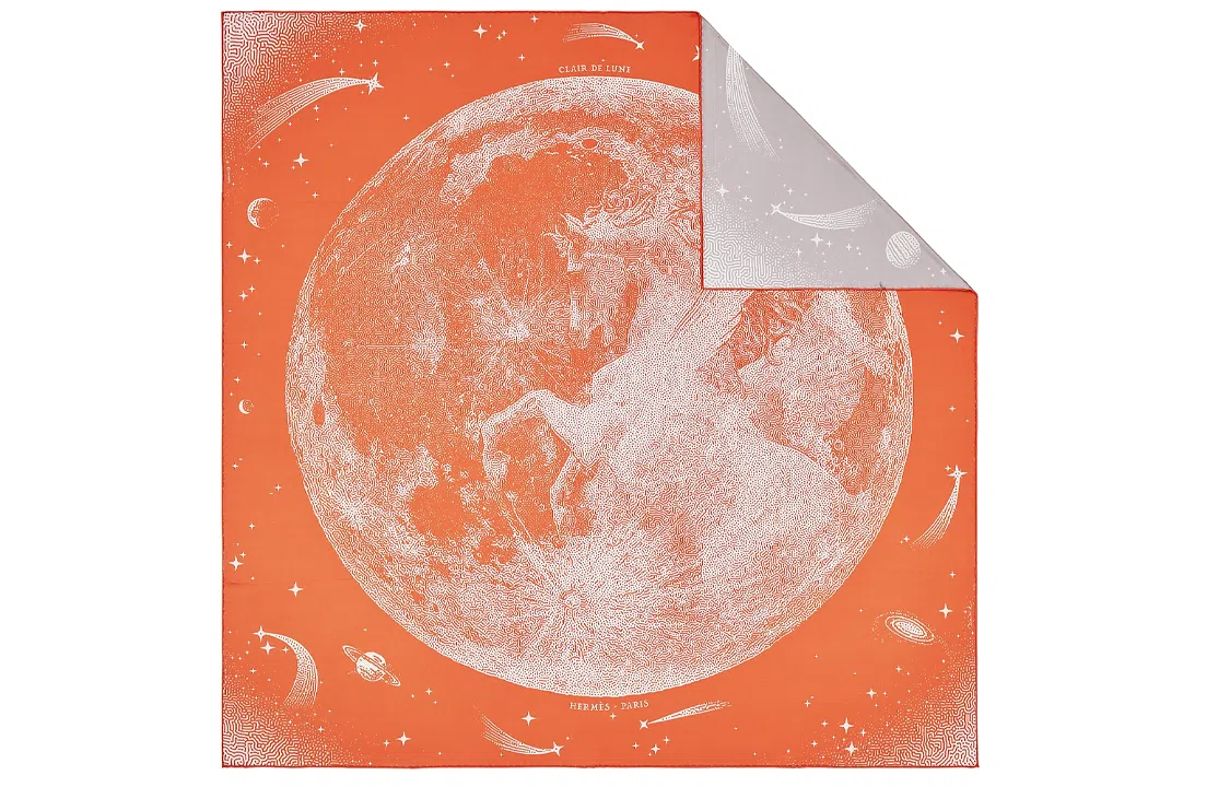 Hermes Moonlight Pegasus Scarf Orange