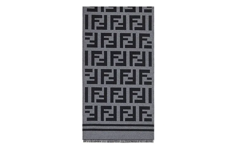 Fendi Wool Scarf Black Grey