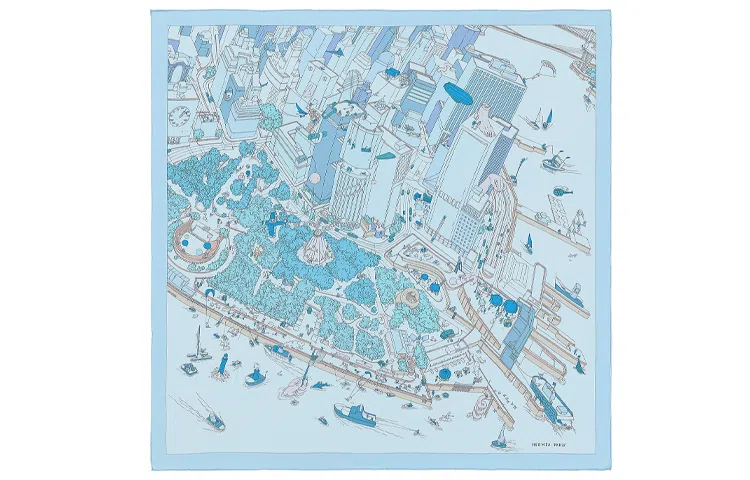 Hermes Silk Scarf Blue