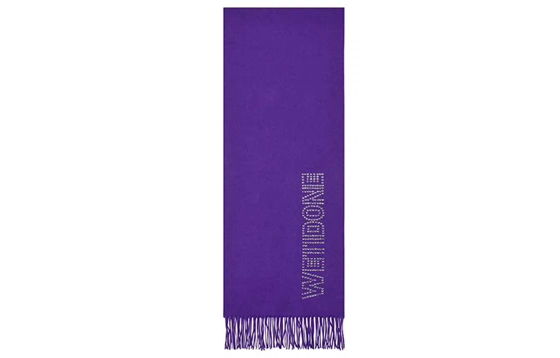 WE11DONE Purple silver hotfix iron on cashmere scarf