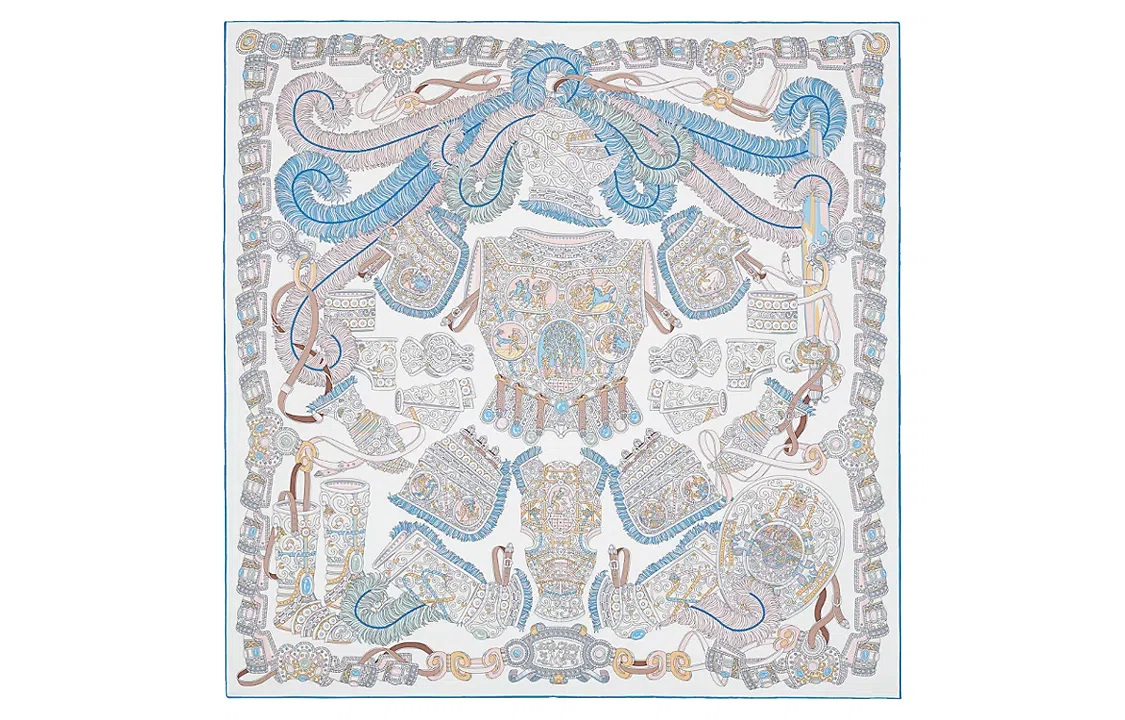 Hermes 90cm Washed Scarf Blue