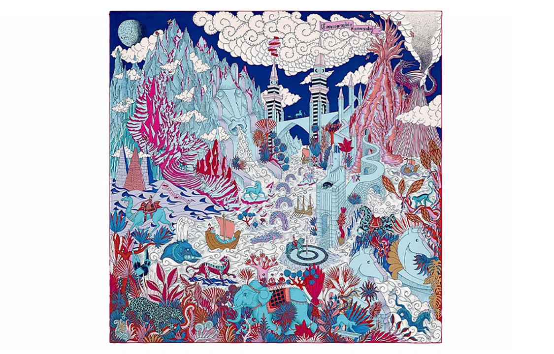 Hermes Cosmos Scarf Purple