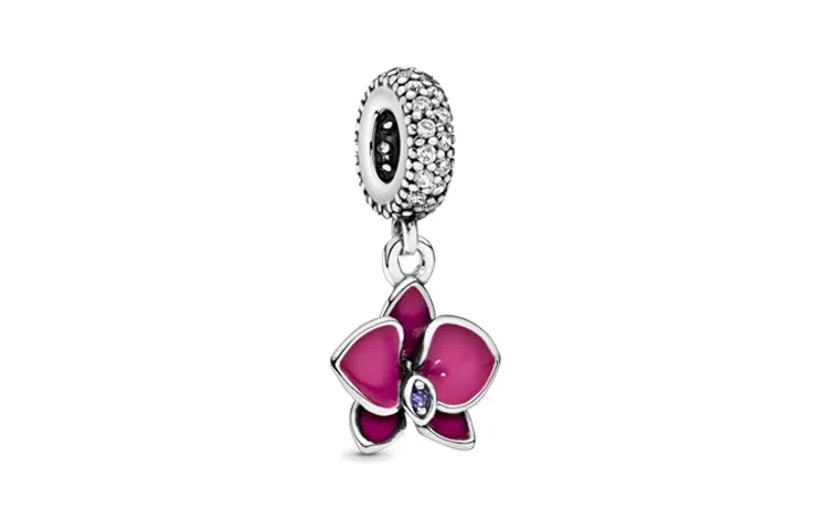 Pandora Orchid Silver Charm