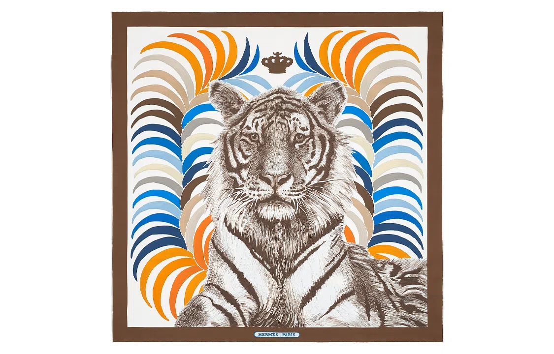 Hermes King Tiger 90cm Silk Scarf