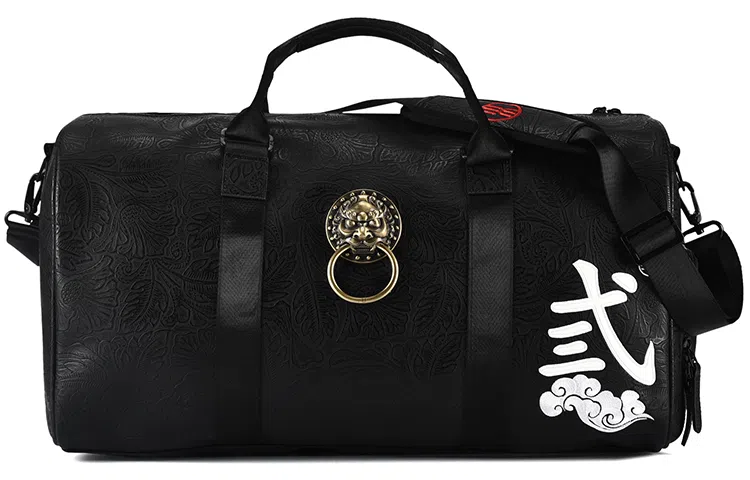 Chusan Vintage Lion Head PVC Shoulder Bag Black