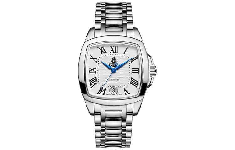 ERNEST BOREL Legend Series Automatic Square Business Watch 37mm White Dial Stainless Steel