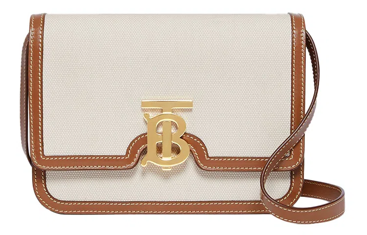 Burberry TB Metal Buckle Messenger Bag Small Natural Malt Brown