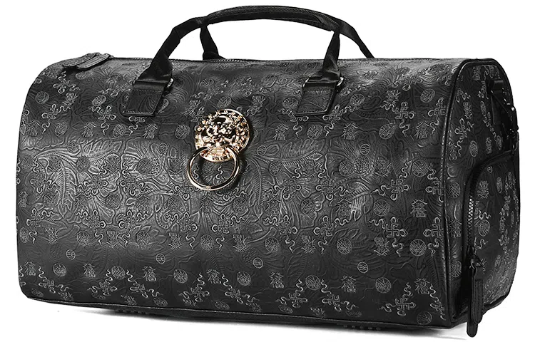 Chusan Lion Head Embroidered Gym Bag