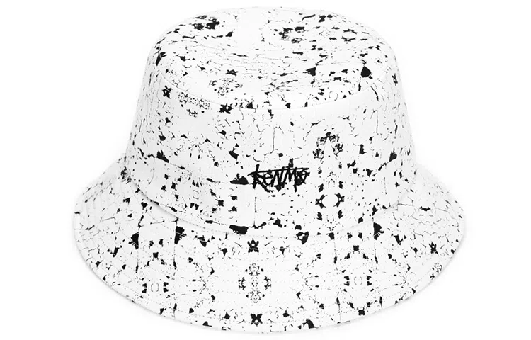 肯默 纯棉渔夫帽 抽象潮流印花 防晒遮阳帽 男女同款 黑色/白色/紫色