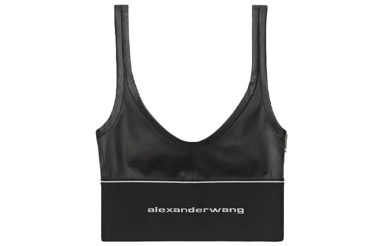 Alexander Wang FW21 Black Leather Logo Bra