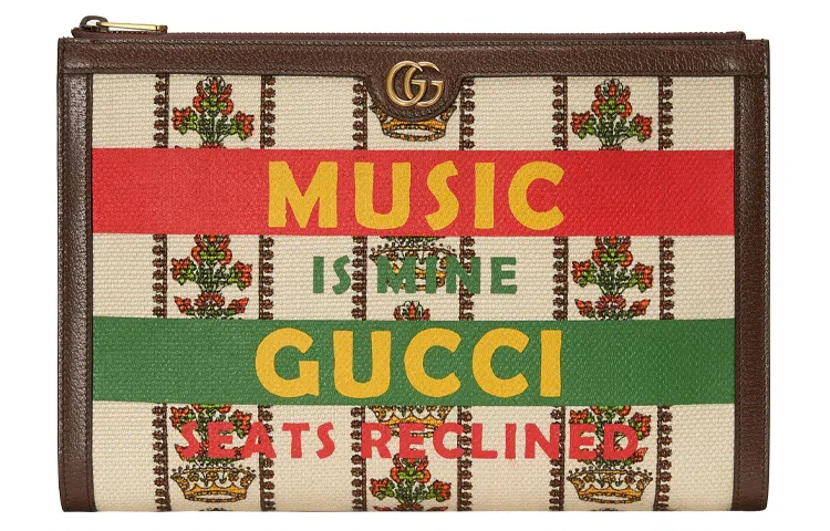 Gucci 100th Anniversary Logo Clutch Ivory/Brown
