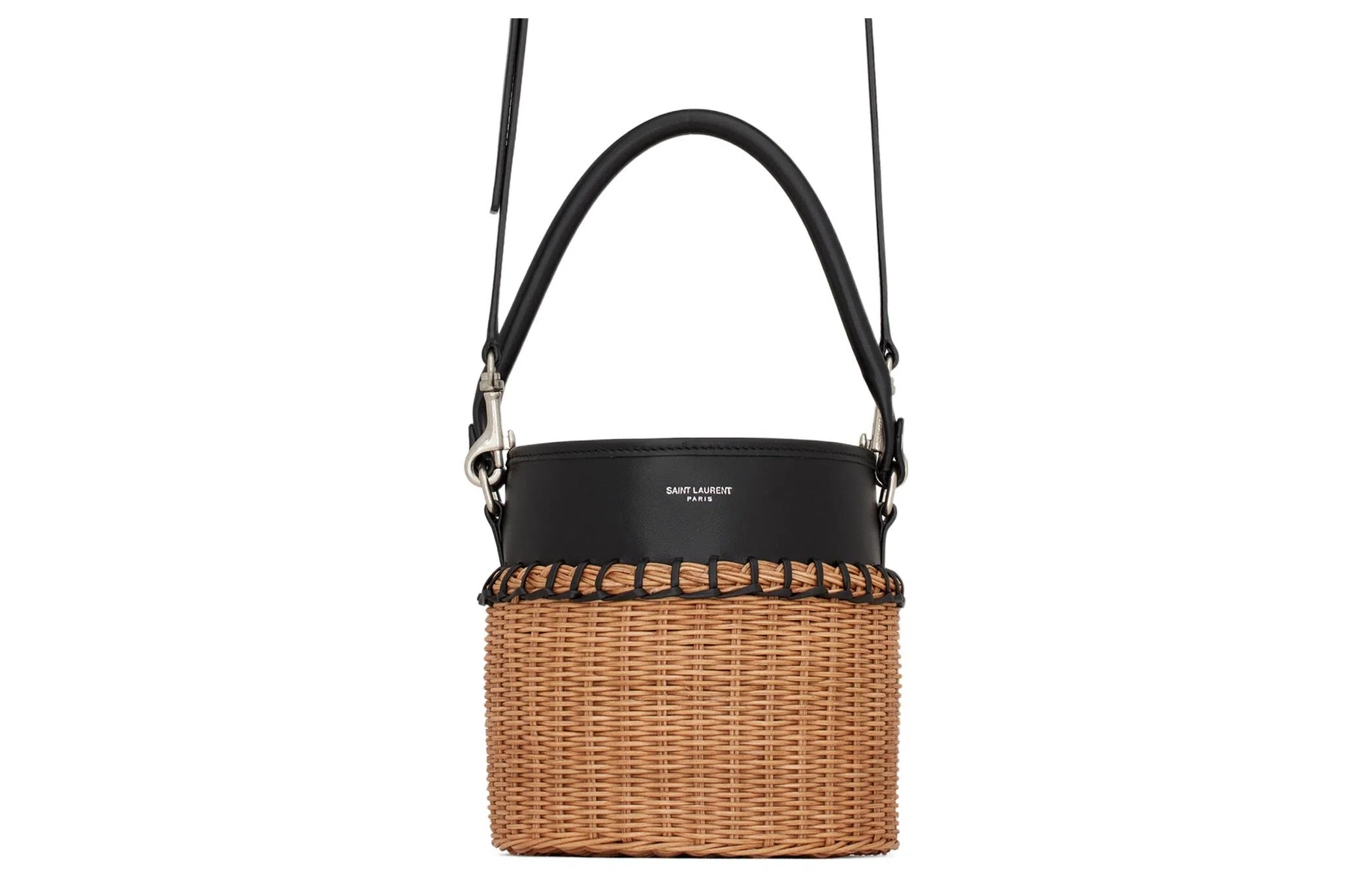 Saint Laurent Bucket Bag Natural Linen Black