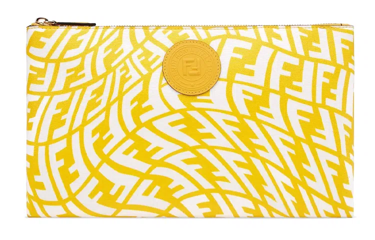 Fendi Medium Canvas Clutch Yellow