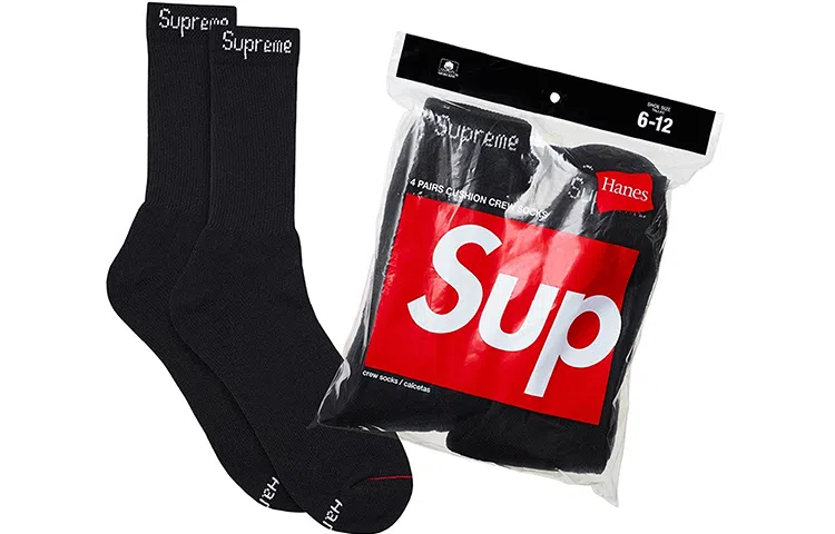 Supreme Hanes Crew Socks Black