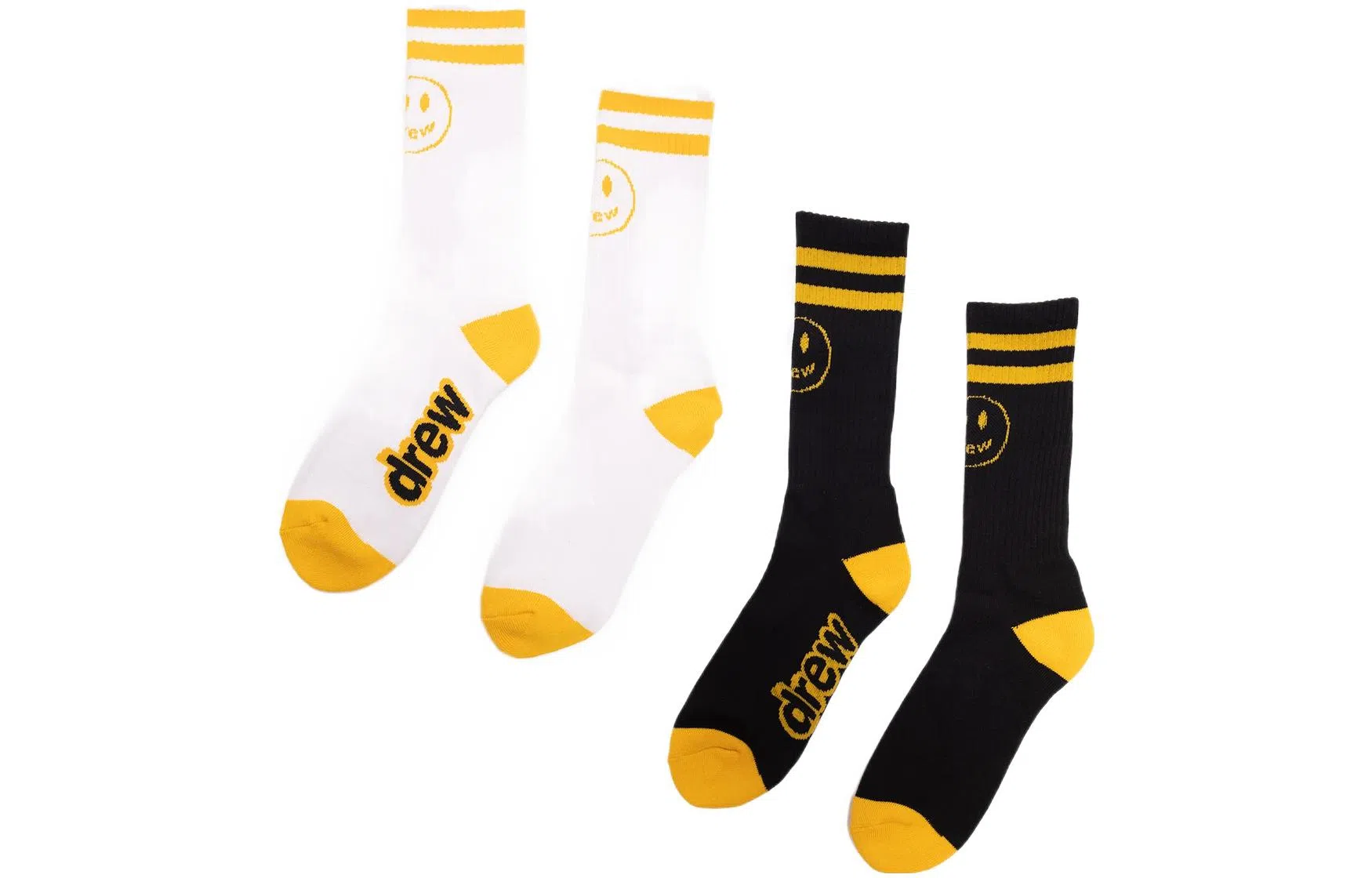 Drew House logo 2 pack mascot stripe socksblackwhite 2