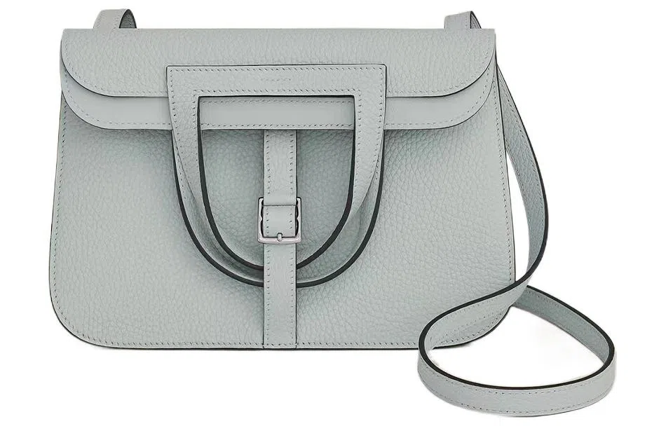 HERMES Halzan 25 Clemence Bleu Pale