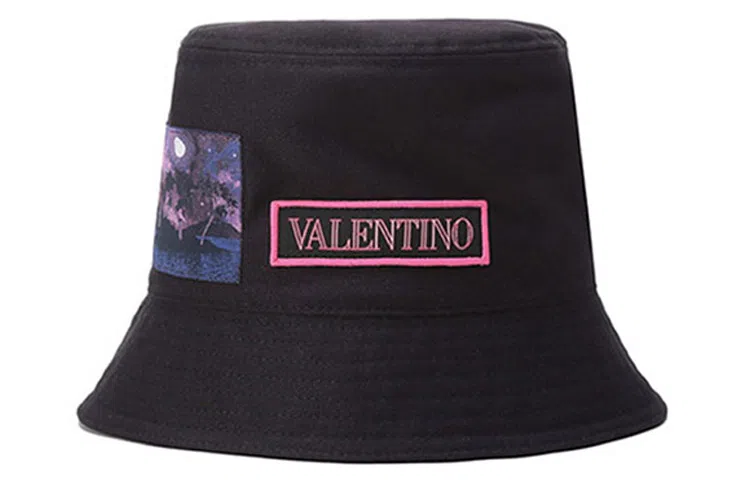 Valentino Cotton Appliqué Bucket Hat Black