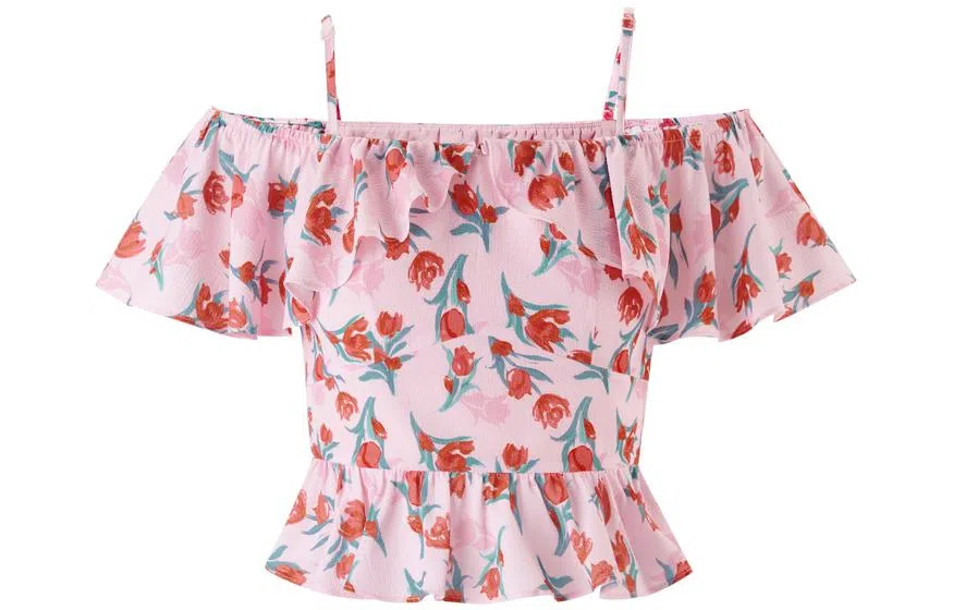 太平鸟女装 碎花荷叶边吊带 女款