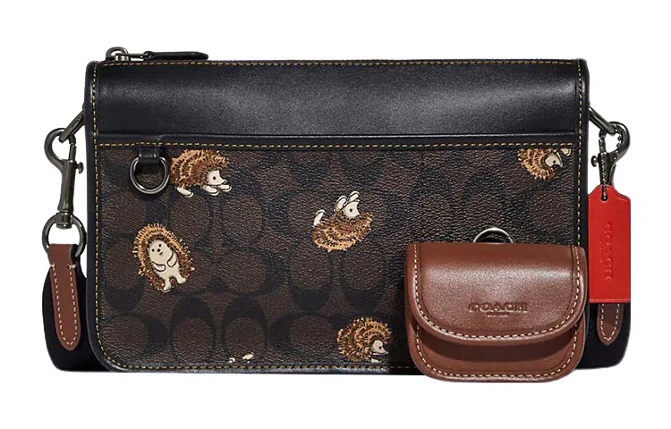 COACH Heritage 25 Hedgehog Print Bag Brown
