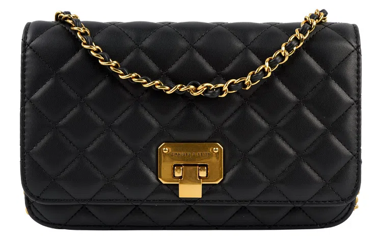 Charles & Keith Quilted Chain Shoulder Bag Black