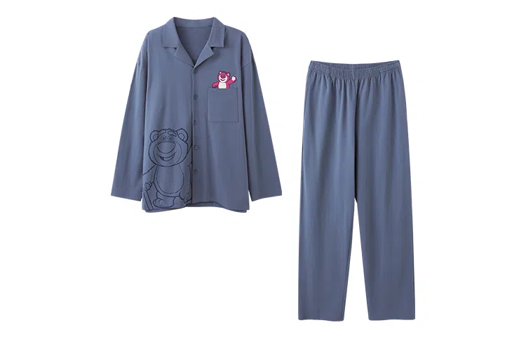 静韵【超柔软】草莓熊情侣睡衣女春秋长袖睡眠家居服纯棉套装男