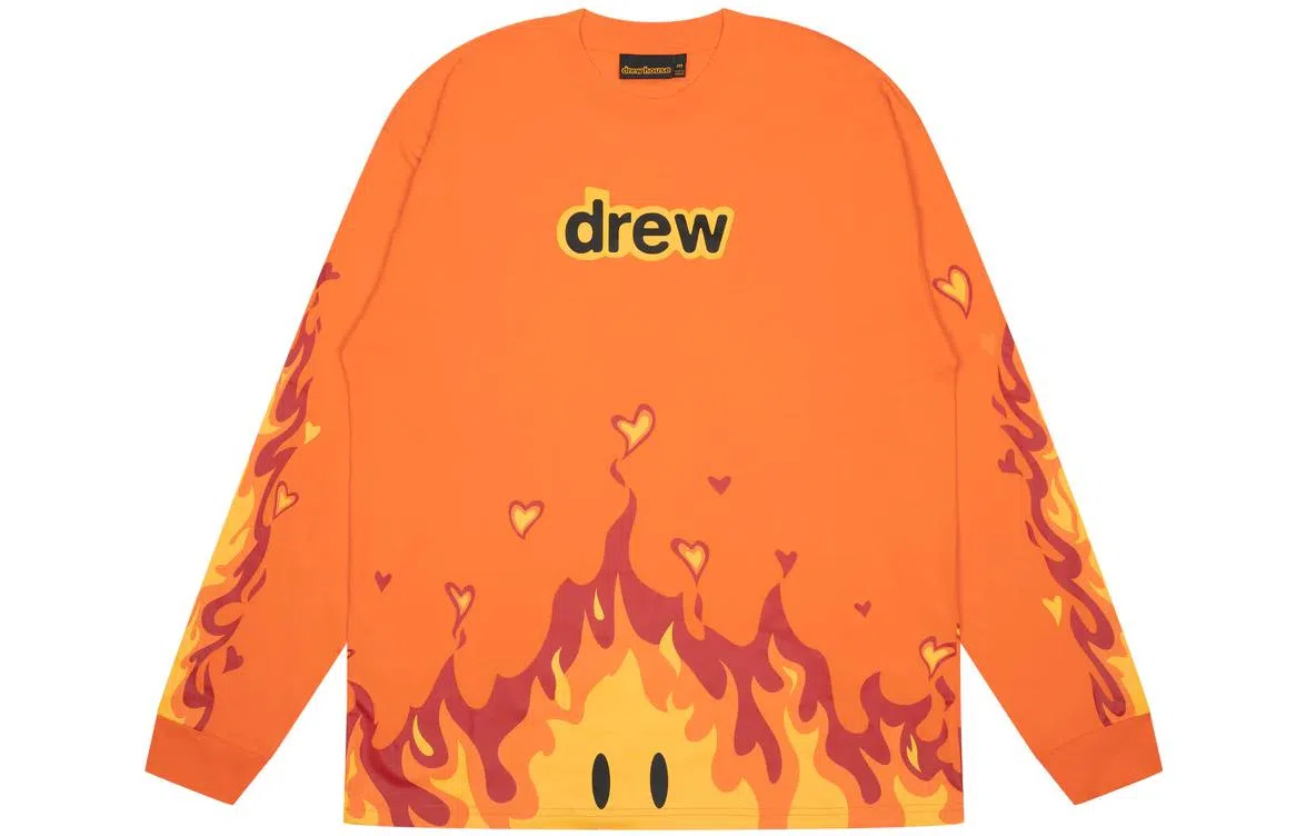 Drew House Fire ls Tee Orange