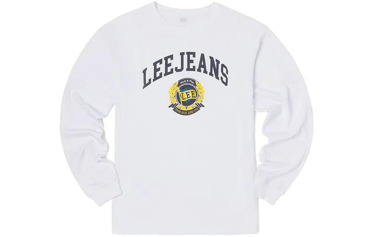 Lee FW22 Retro Campus Print Long Sleeve Tee White