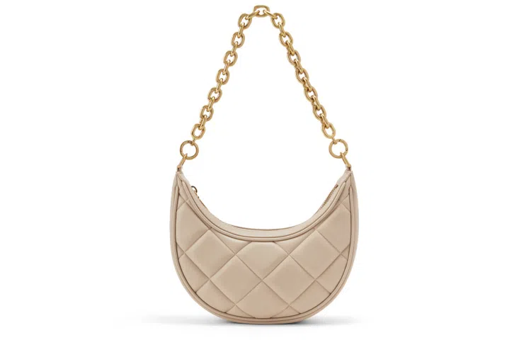 Charles & Keith Quilted Chain Shoulder Bag Beige