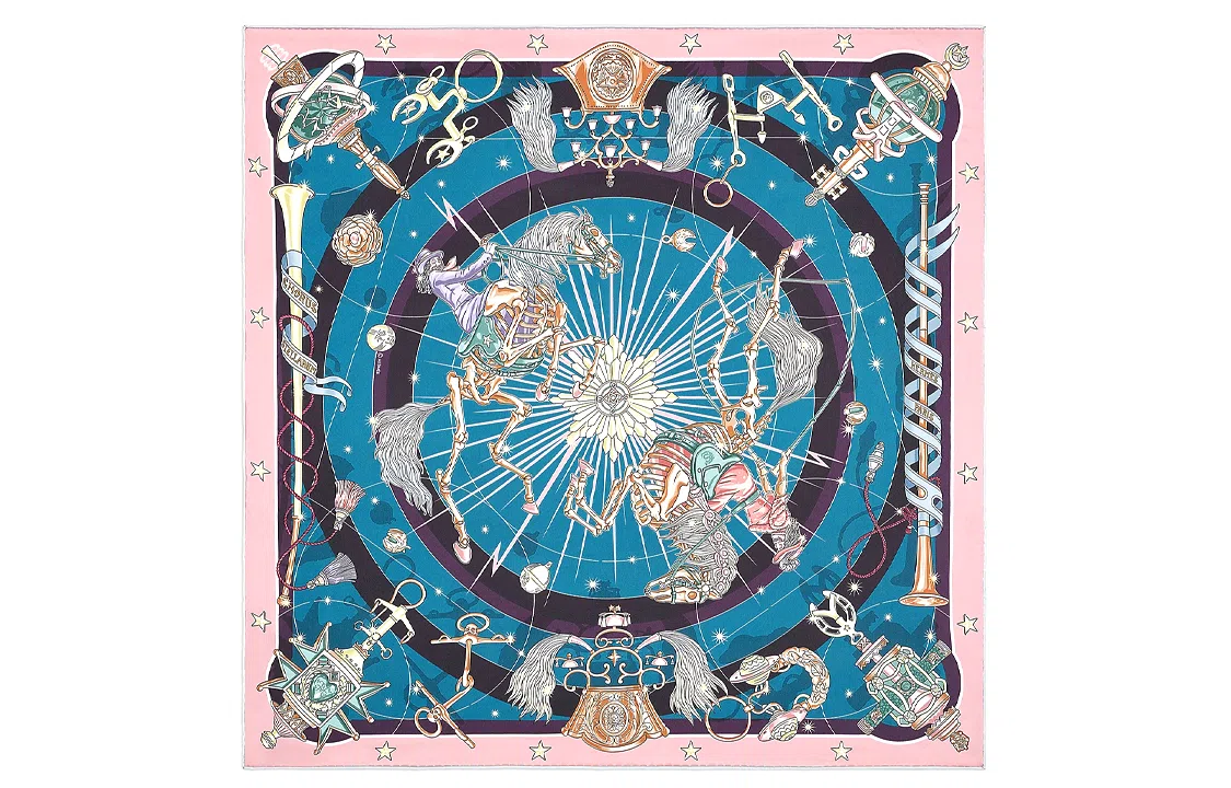 Hermes Star Chorus Scarf Pink Cobalt Purple