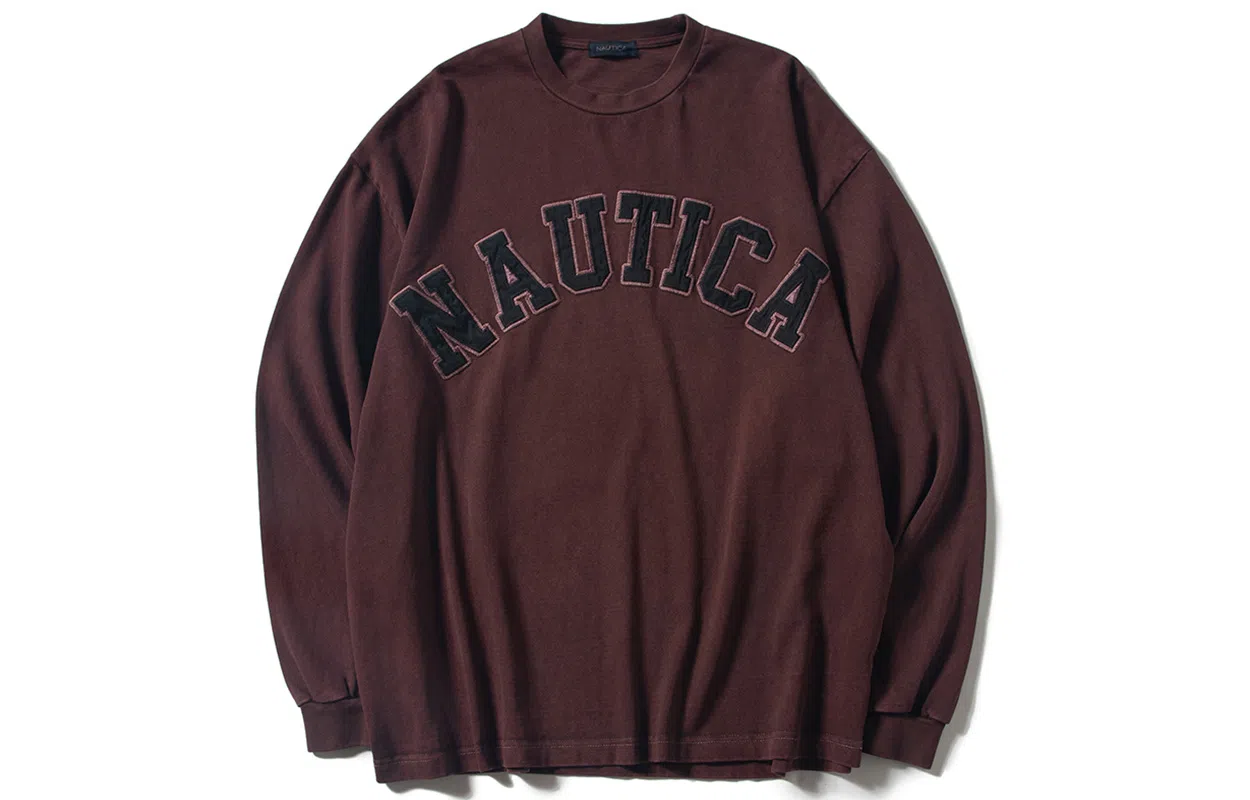 Nautica White Sail Logo Print Long Sleeve Tee