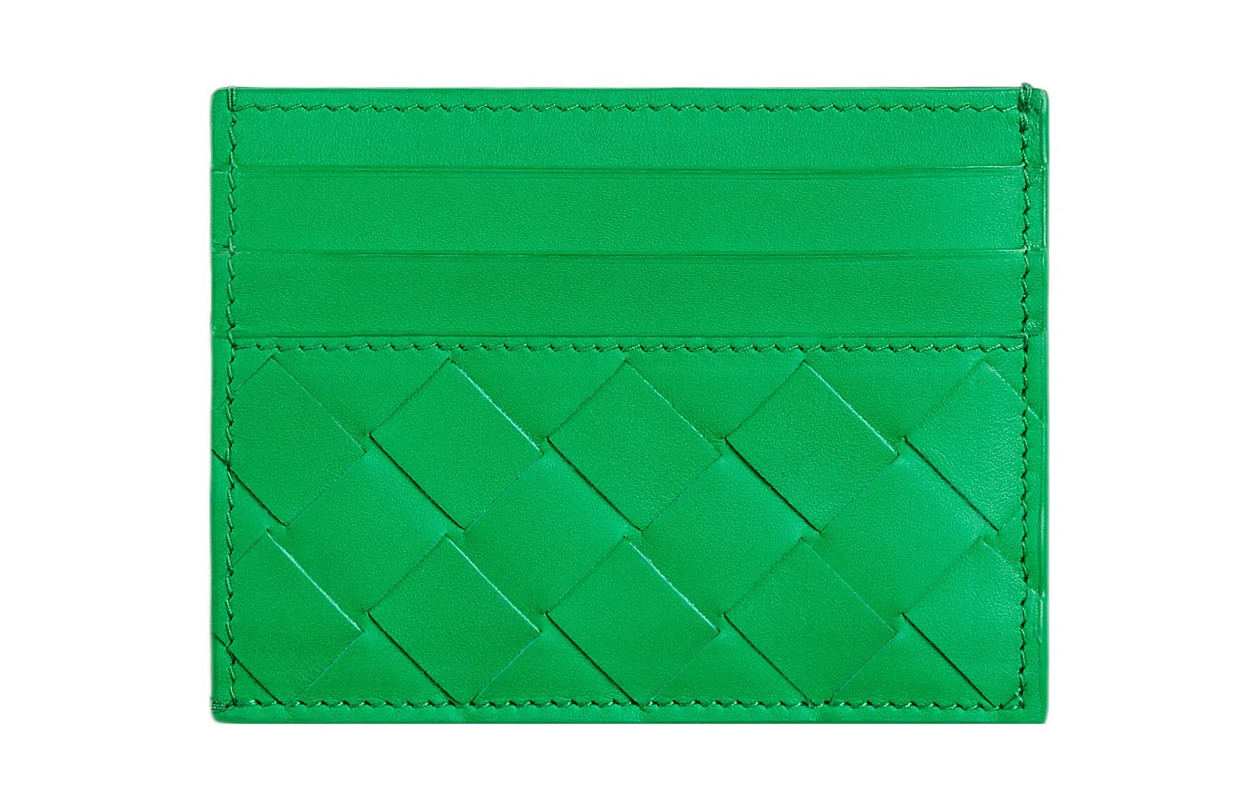 Bottega Veneta Intrecciato Parakeet Green Card Holder