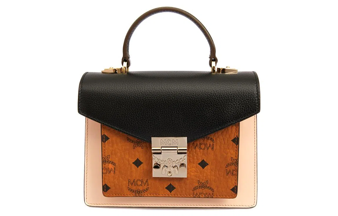 MCM Patricia Visetos Cambridge Bag Small Black Brown
