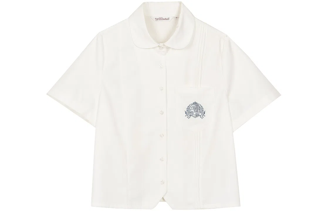 东鲸岁时记 纯色徽章刺绣直筒短袖衬衫 女款 幻海之城