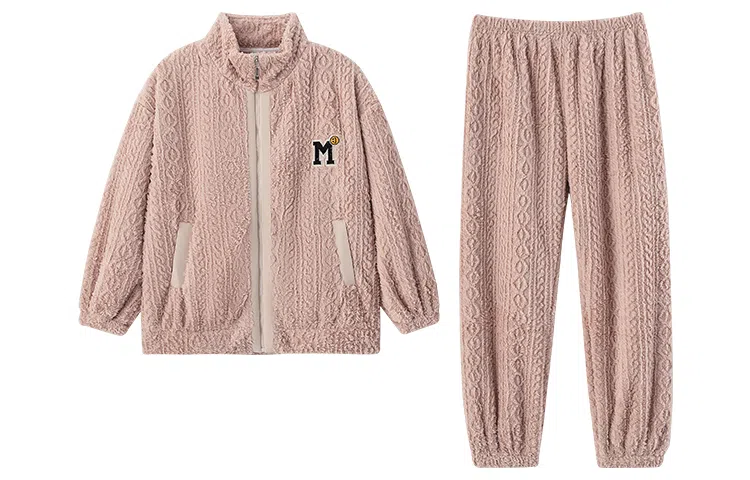 小情歌 珊瑚绒情侣睡衣 冬季 加绒加厚保暖御寒家居服 女款  粉色