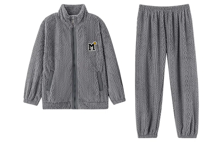 小情歌 珊瑚绒睡衣 冬季 加厚加绒保暖御寒家居服 男款  灰色