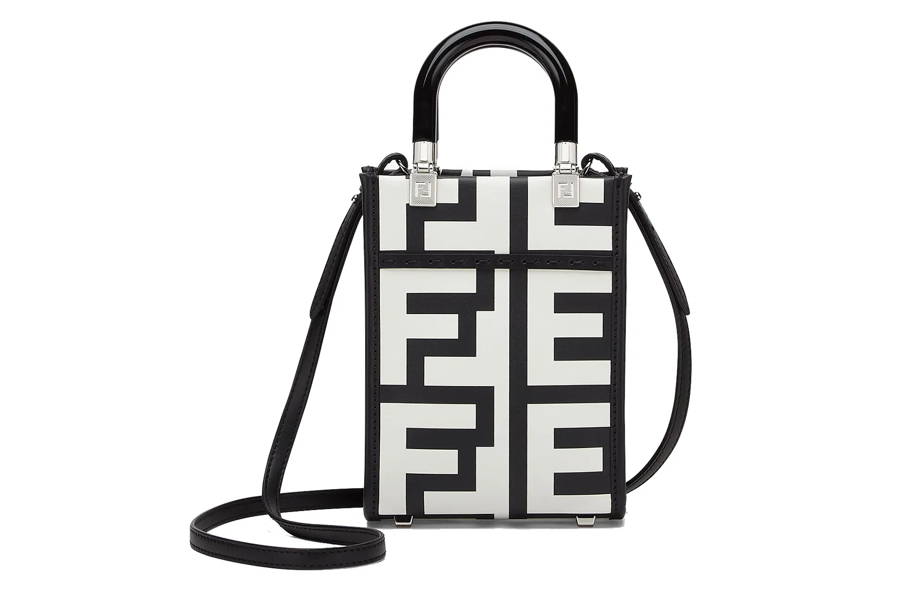 Fendi Sunshine Tote Bag White Black