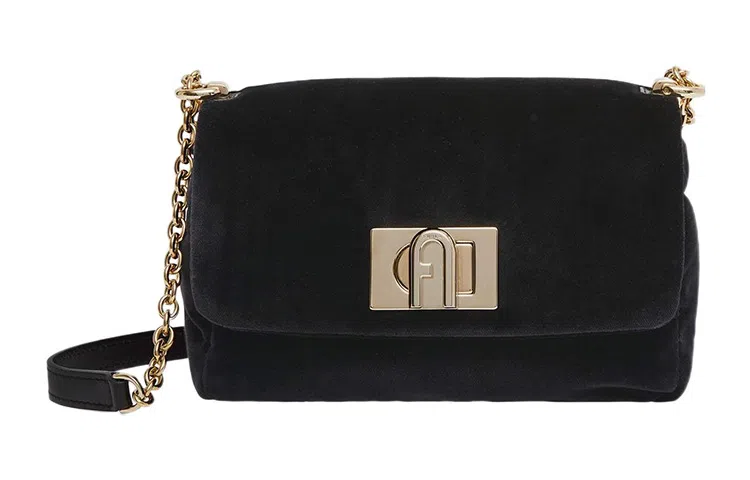 Furla 1927 Mini Velvet Crossbody Bag Black