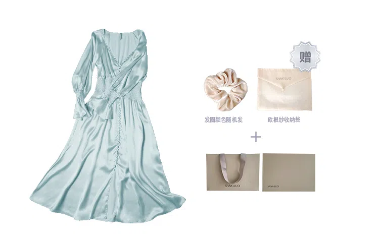 桑罗 蚕丝 宫廷风轻复古真丝 可外穿露营度假 秋 女款 一件装 家居连衣裙