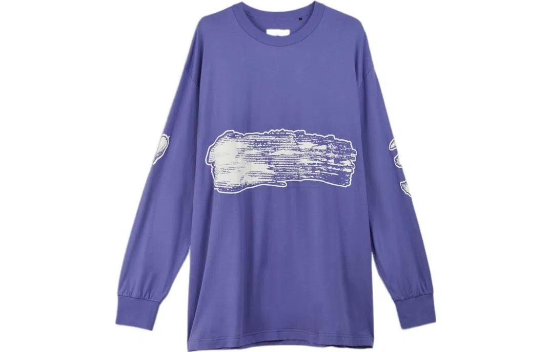 Y-3 SS23 Brushstroke Crewneck Long Sleeve Tee Light Purple