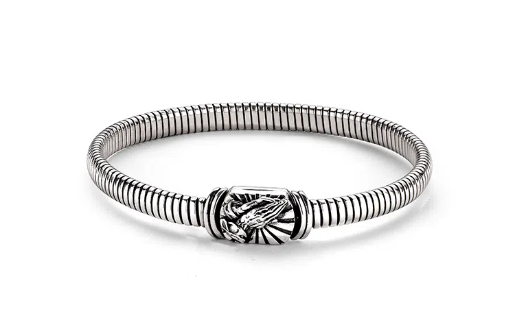 IDEAGEMER Silver Cross Bracelet