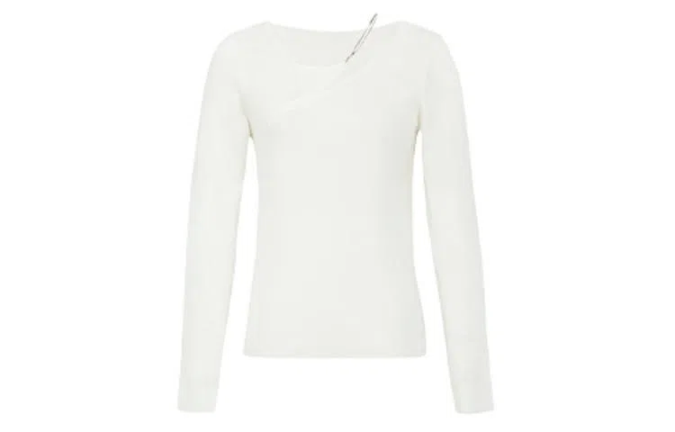 美洋 纯色混纺镂空长袖针织衫 女款