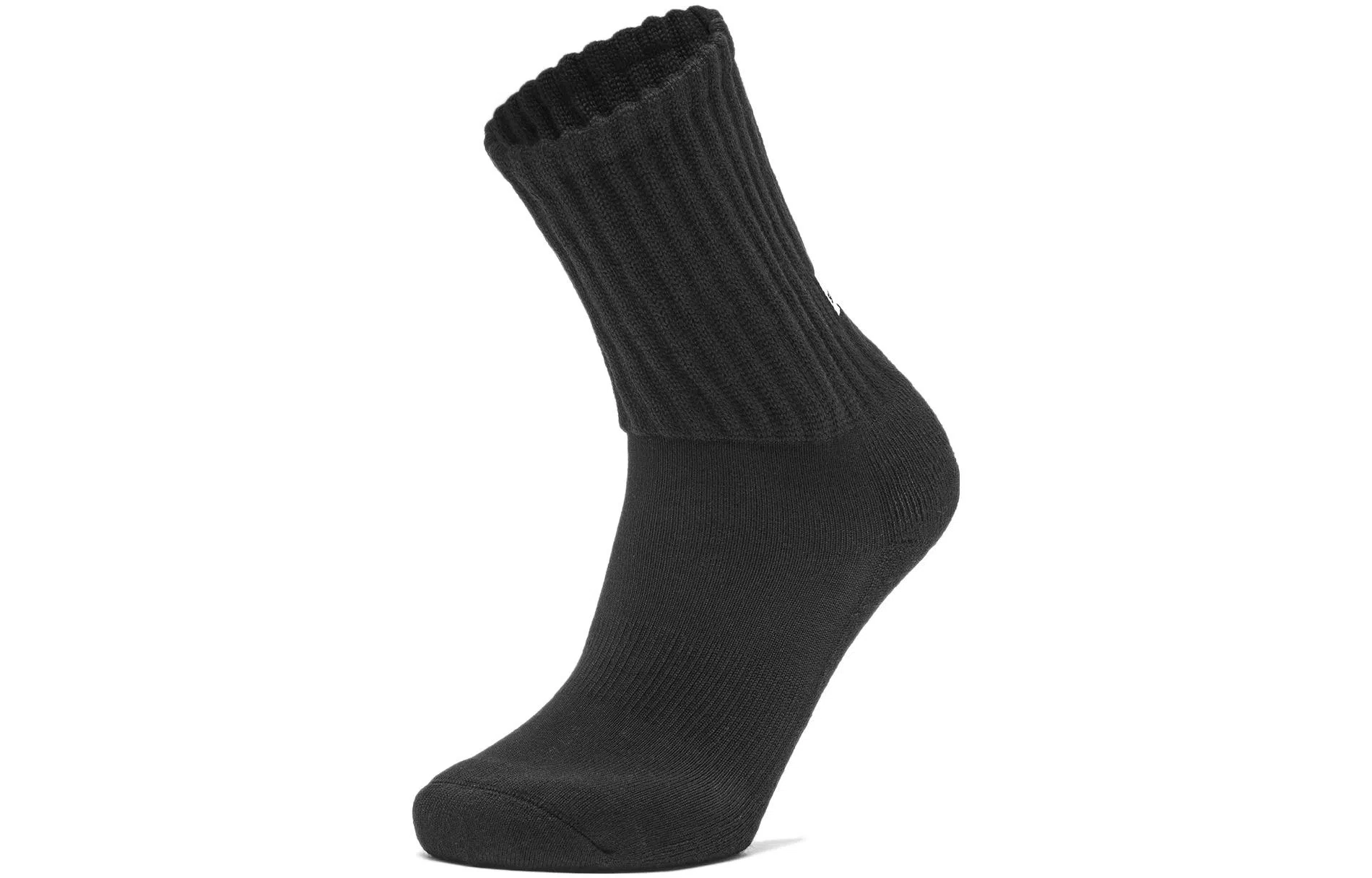 中国李宁 纯色运动休闲中筒袜 男女同款 黑色