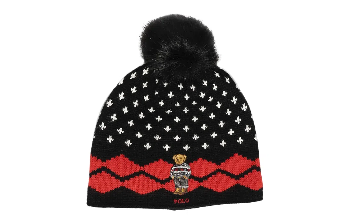 Polo Ralph Lauren Bear Embroidered Beanie Black