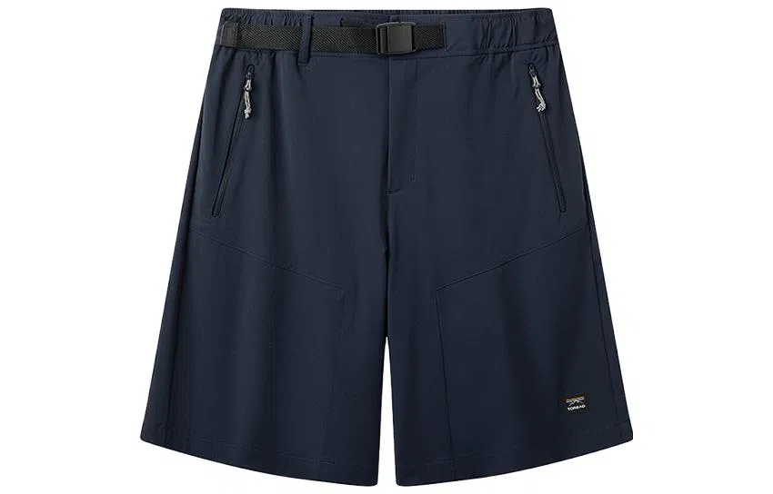 探路者 纯色速干户外透气弹力五分短裤 男款