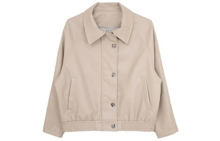 小镇姗姗 纯色休闲长袖宽松夹克外套 女款