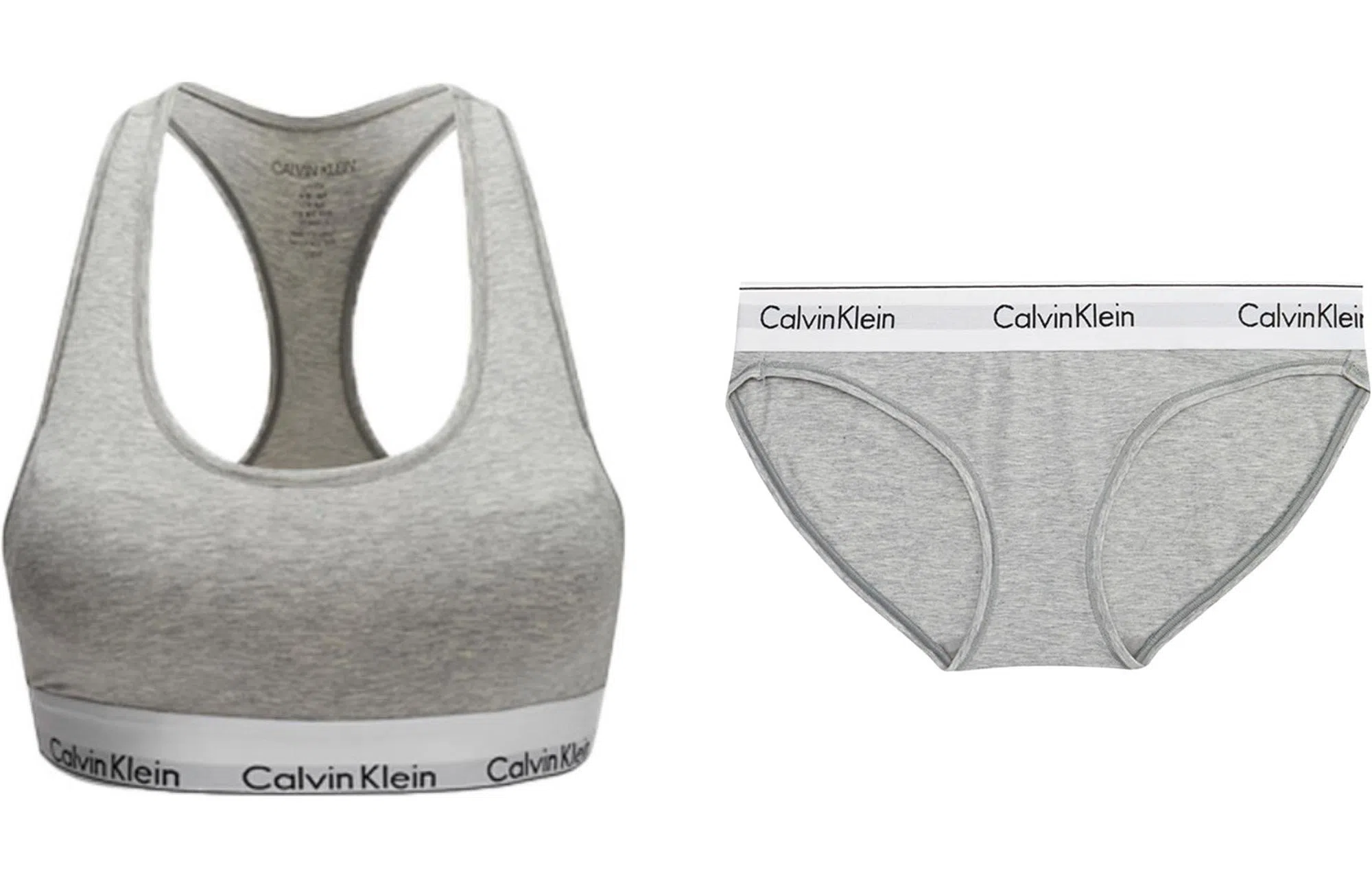 Calvin Klein Logo Print Racerback Bra Set Gray