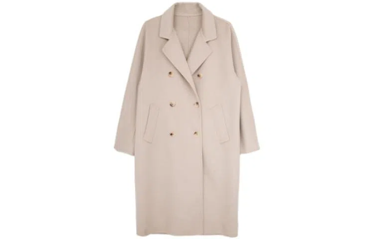 小镇姗姗 纯色系带长款毛呢大衣 女款