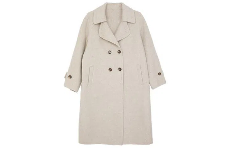 小镇姗姗 纯色单排扣长款大衣 女款