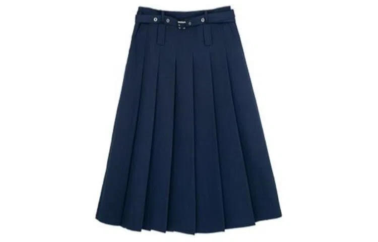 小镇姗姗 纯色百褶半身裙 灰色